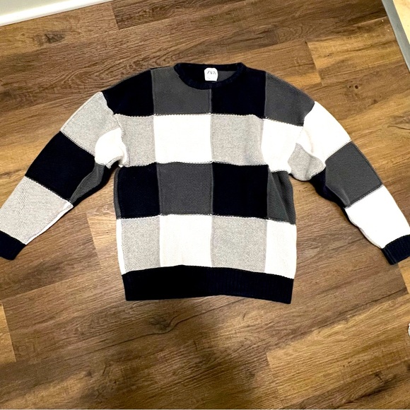 Zara Sweaters - Zara Color Block 100% Cotton Crewneck Sweater